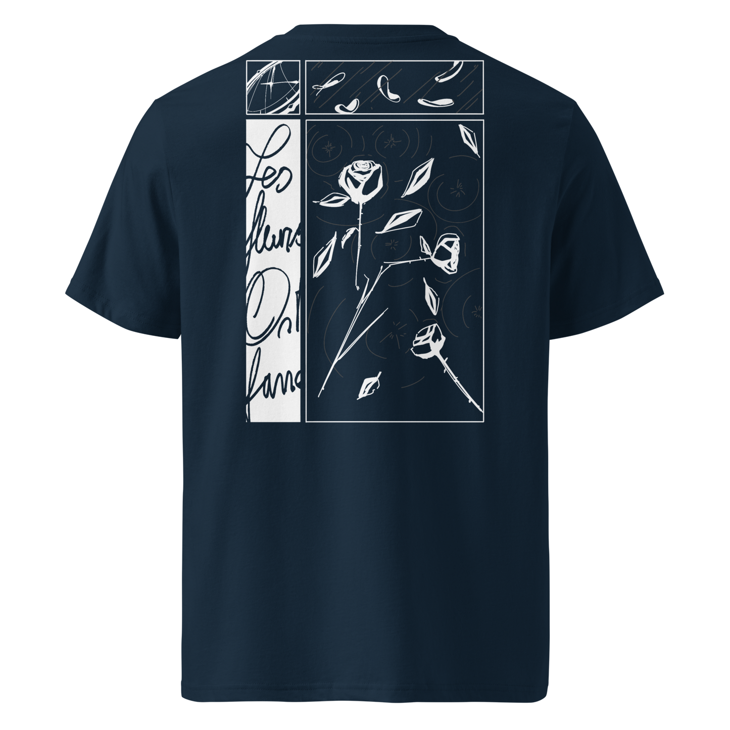 T-shirt brodé en noir - "Les fleurs ont fané"