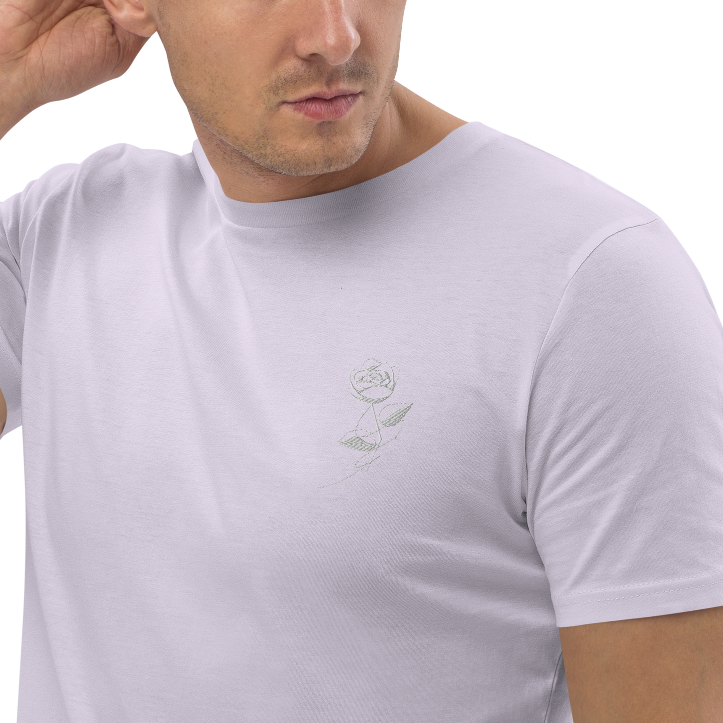 T-shirt brodé en blanc - "Fleur"